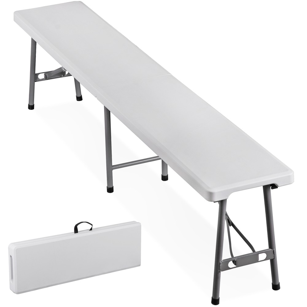 2X 6FT Plastic Foldtable Bench w/ Handles Outdoor Portable Stackable Bench Party