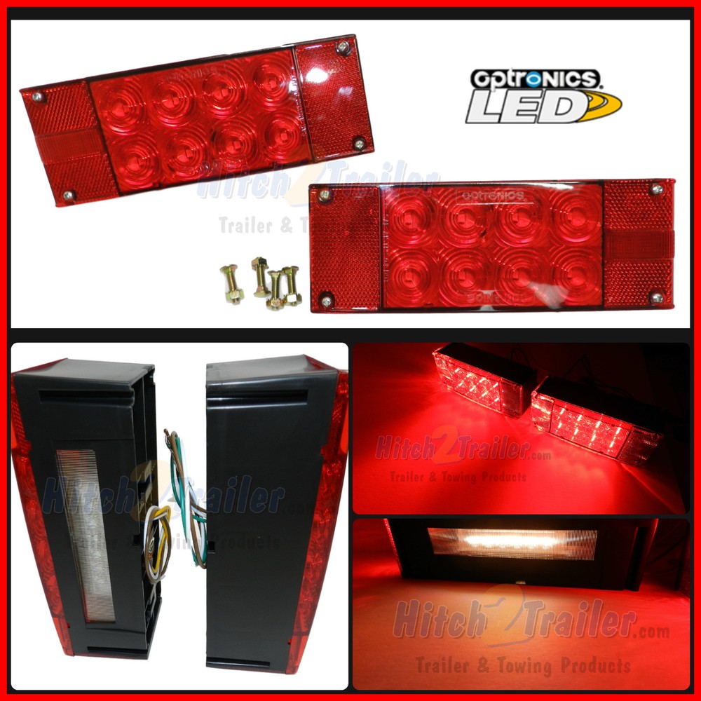 Trailer LED Tail Light Stud Mount Optronics Submersible Rectangle Marine Fleet