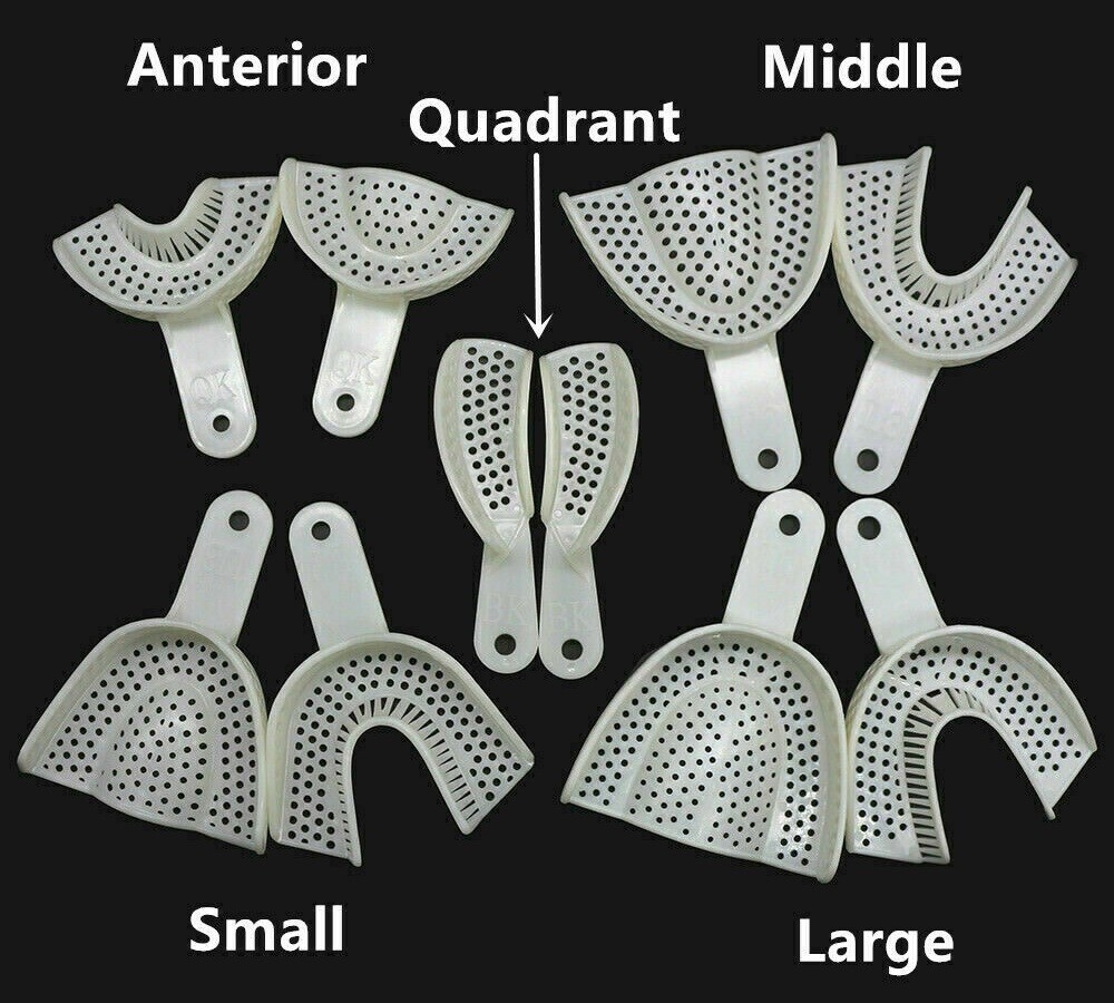 Dental Plastic Impression Trays Disposable Without Mesh Holder Upper Lower 1pair