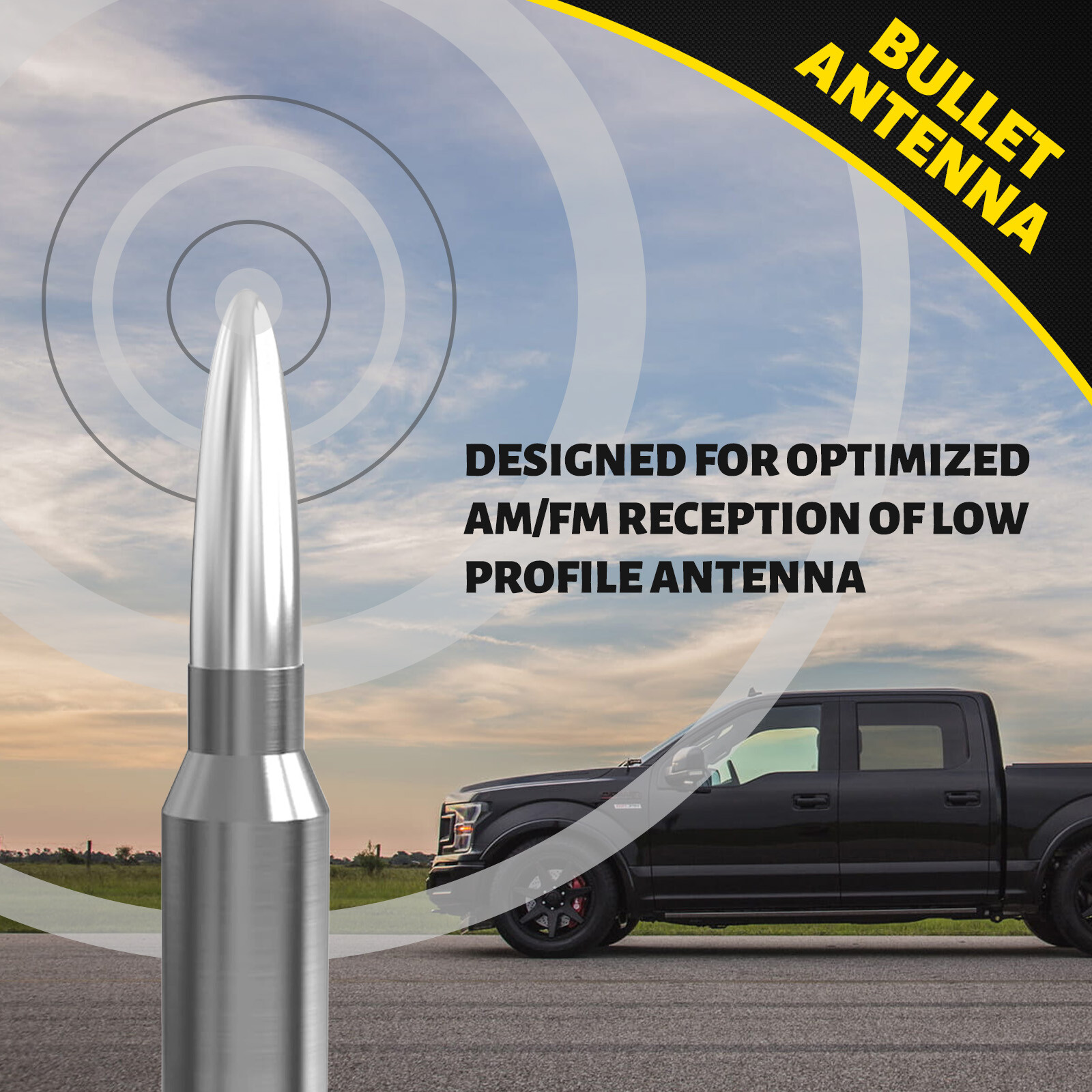Silver BULLET ANTENNA 50 CAL for CHEVROLET SILVERADO 1500/2500/3500/GMC SIERRA