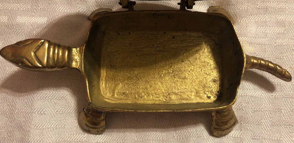 Vintage BRASS TURTLE Ashtray Trinket