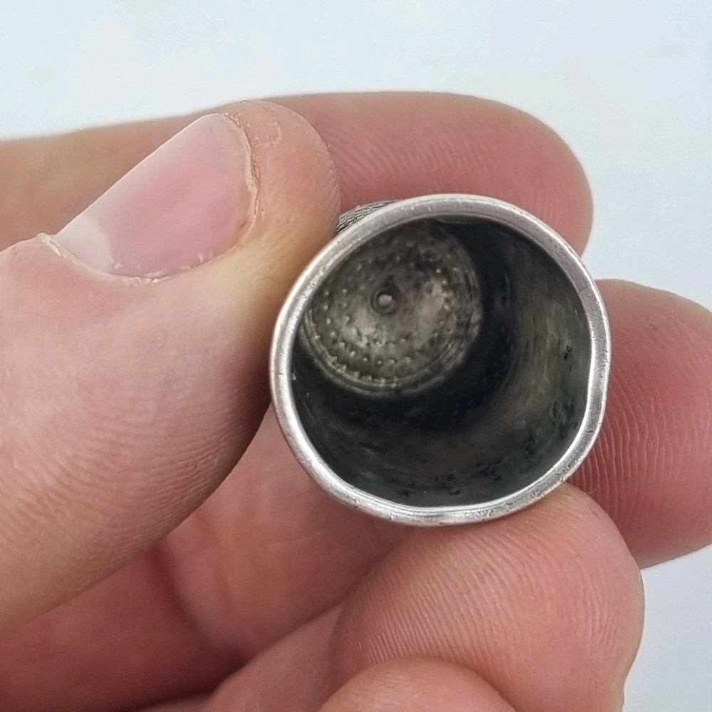 Antique Solid Silver Thimble Chester Hallmarks Rubbed