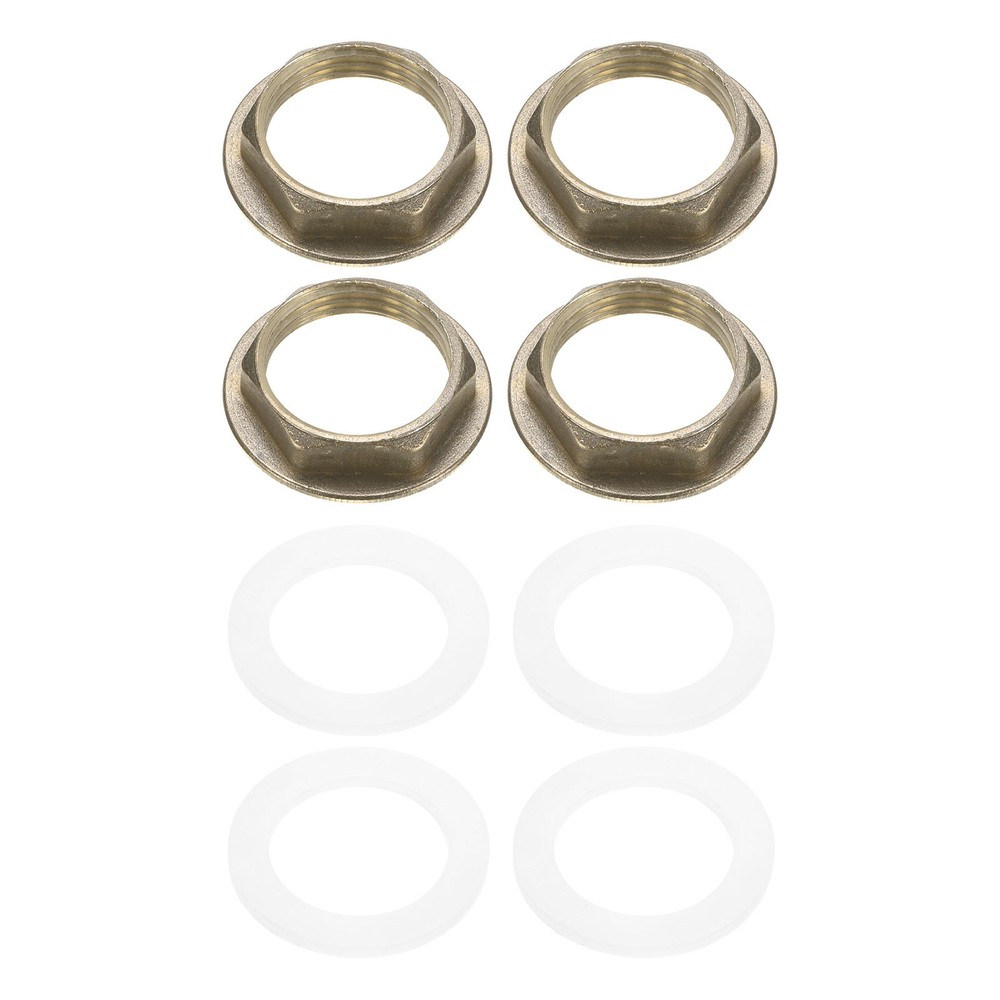 4 Pcs Brass G 1" Pipe Fitting Flange Hex Locknuts with Washer