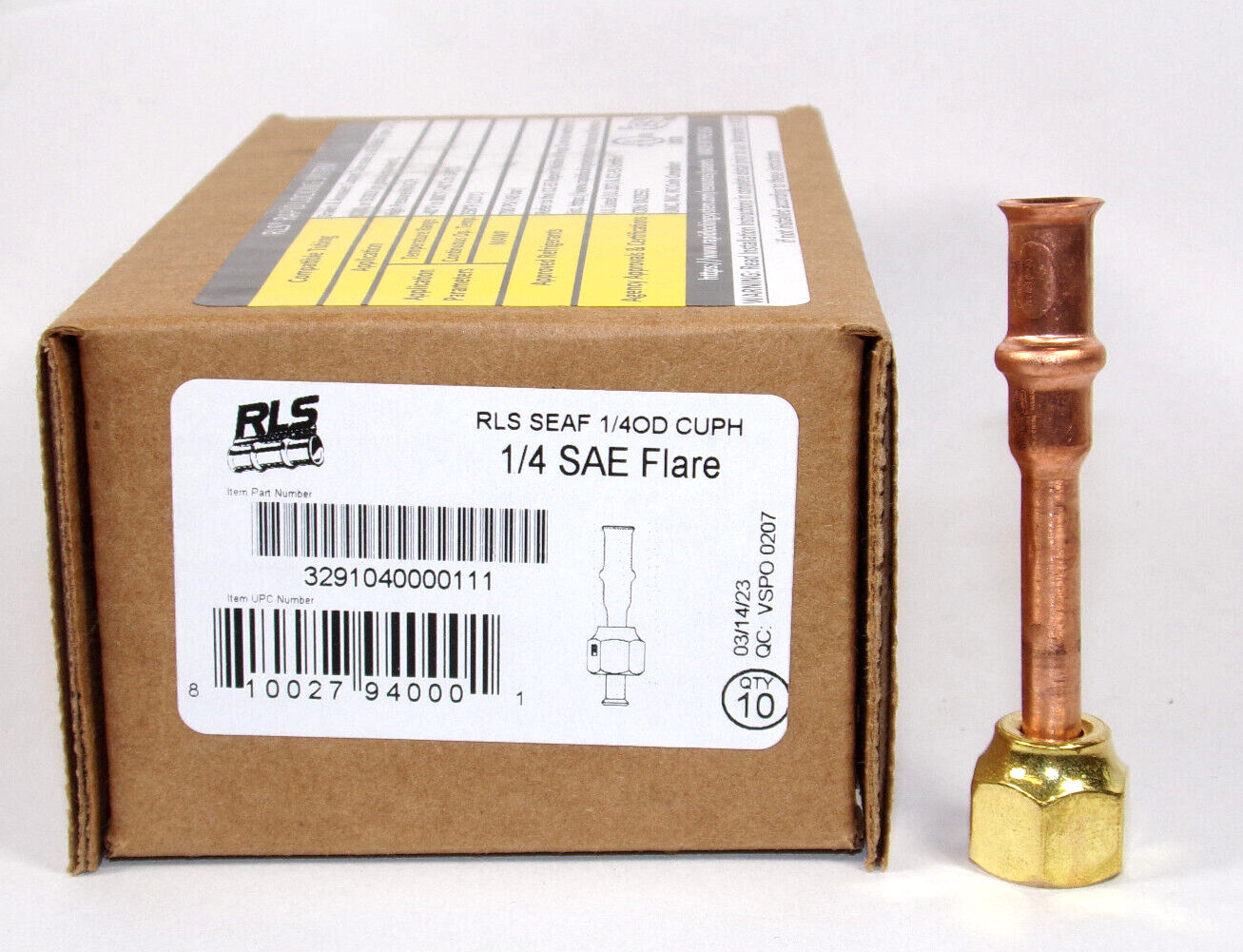 RLS 1/4" Refrigerant Copper Press SAE Flare 3291040000111 Fitting (Box of 10)