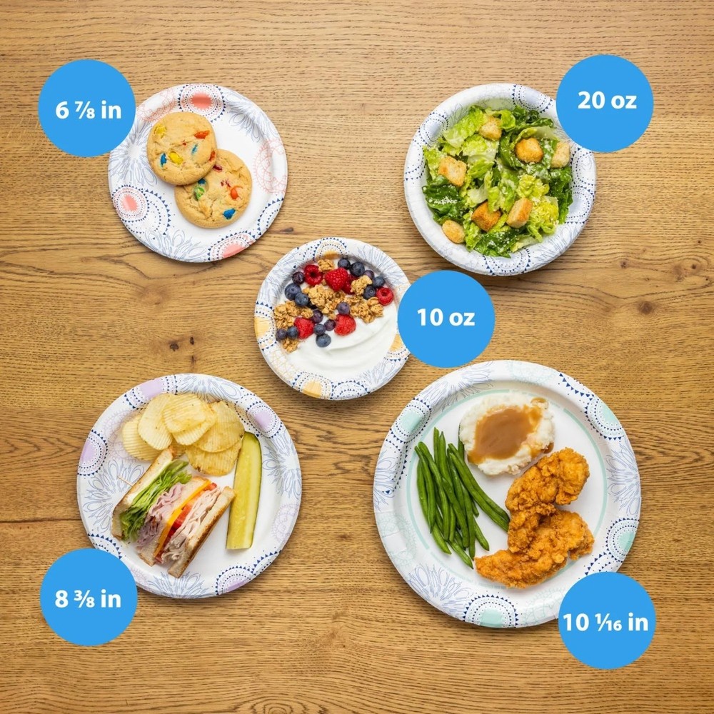 Great Value Disposable Paper Plates, 10", 50 Count