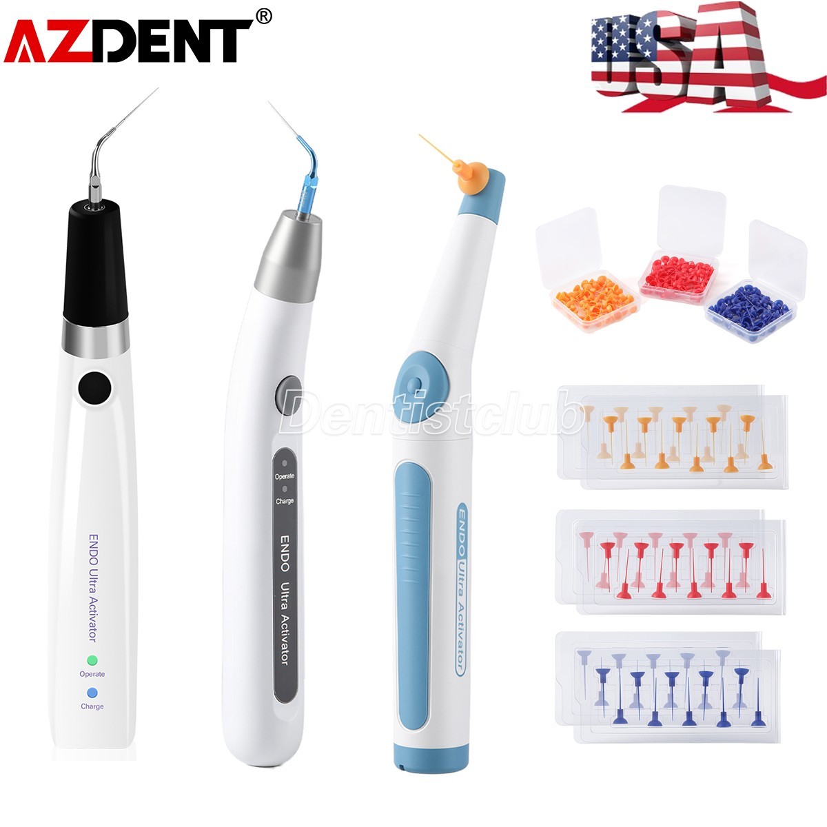 AZDENT Dental Endo Ultrasonic Sonic Activator Root Canal Irrigator with Tips USA