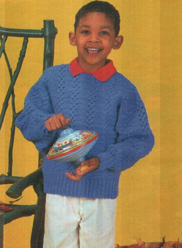 AMIT'S SWEATER 4 CHILD SIZES DIGEST SIZE CROCHET PATTERN INSTRUCTIONS