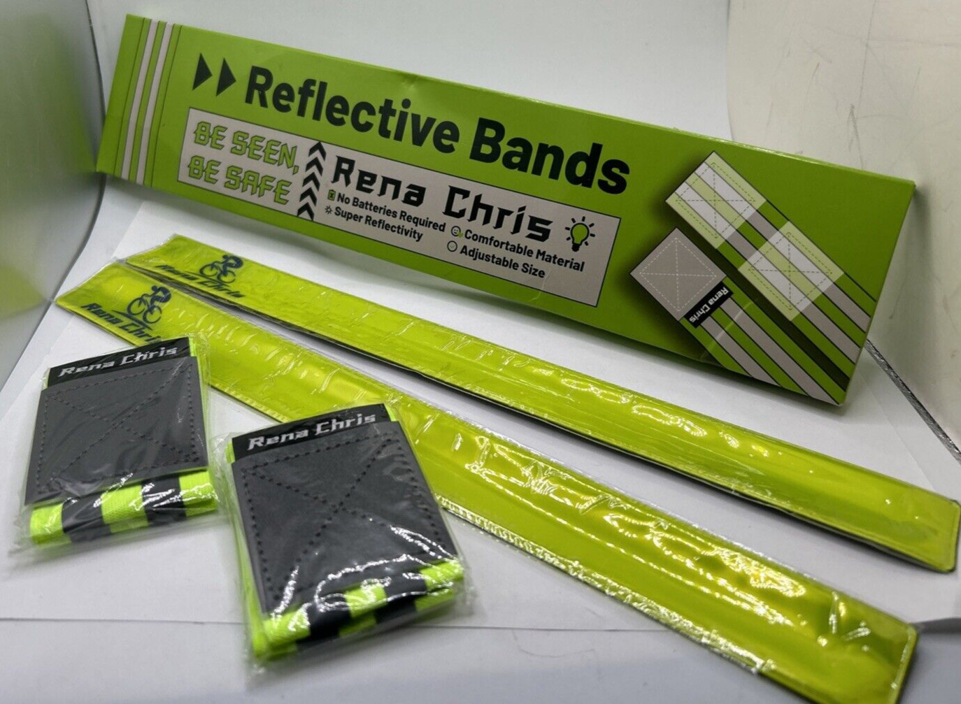 Reflective Running Gear, 4Pcs High Visibility Reflective Bands for Night Walking