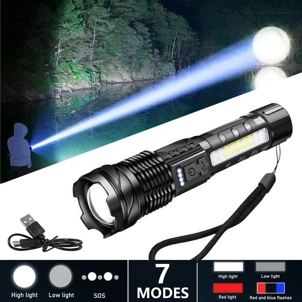 2Pack USB Rechargeable LED Flashlight Zoomable for Camping Hiking & Work