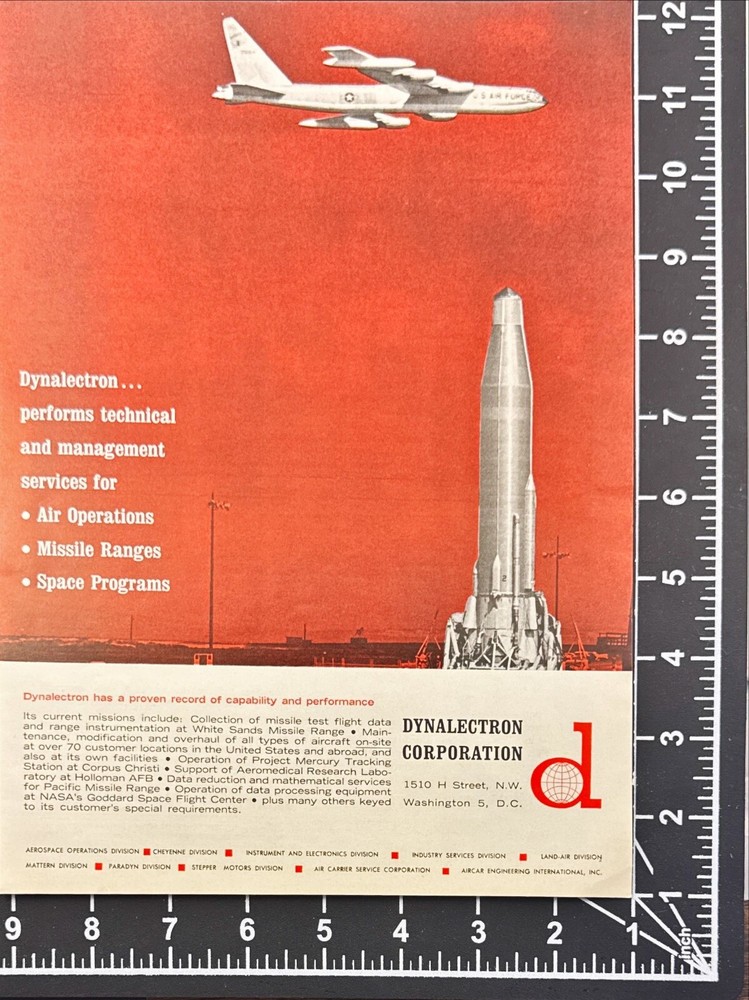 Dynalectron Corp Air Ops Missile Ranges Space Programs Vtg Print Ad 1963