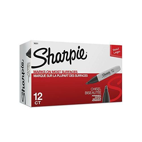 Sharpie Chisel Tip Permanent Markers; Permanent Ink Marks On Paper, 12ct black