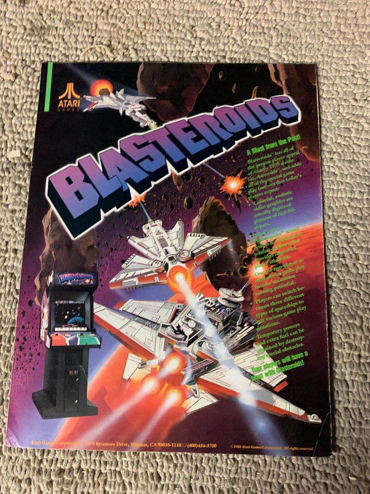 Original 1988 ad Blasteroids Atari Quarterback John Elway ARCADE  Game FLYER