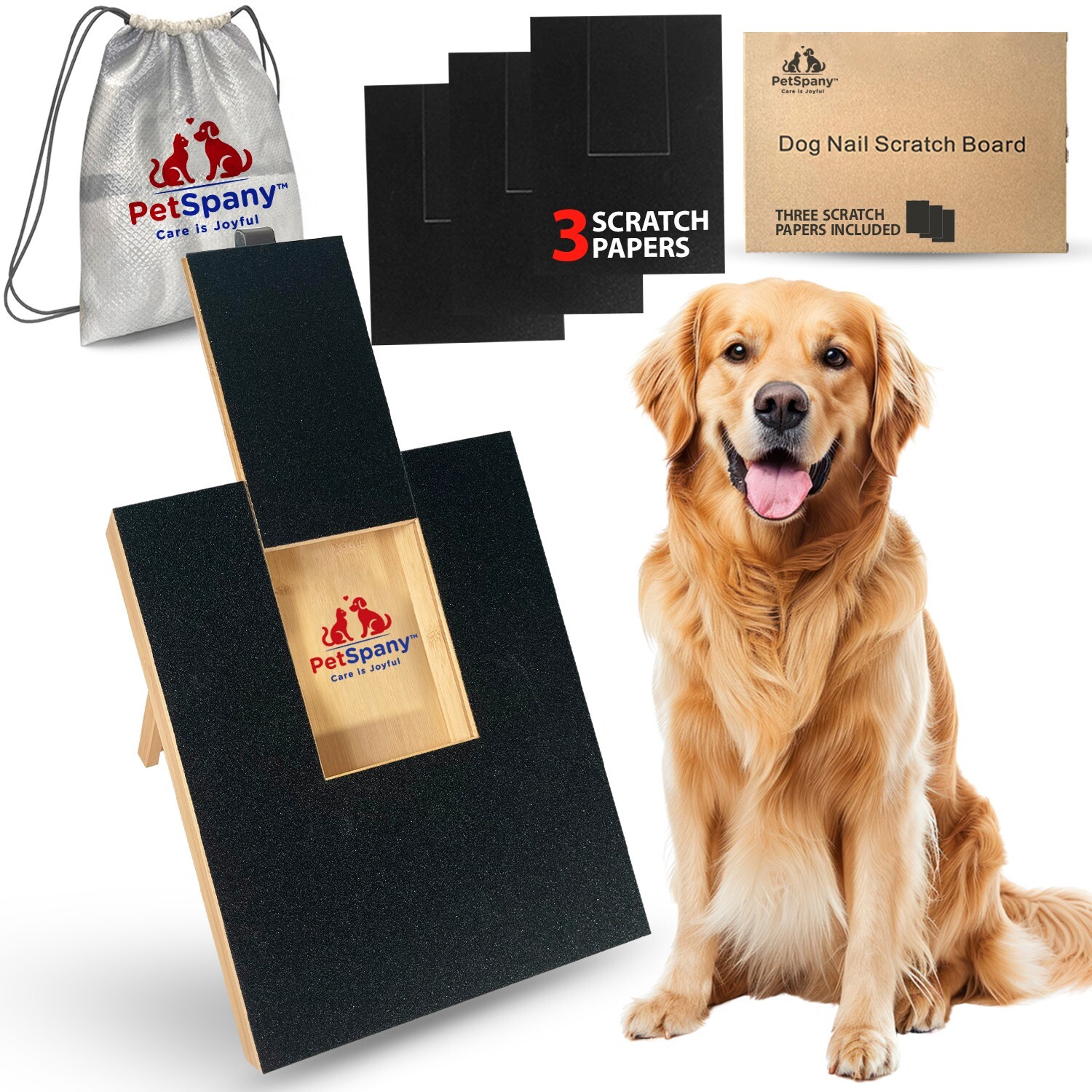 Dog Nail Scratch Board-Bamboo Scratch Pad with Treat Box-Dog Nail File Clipper