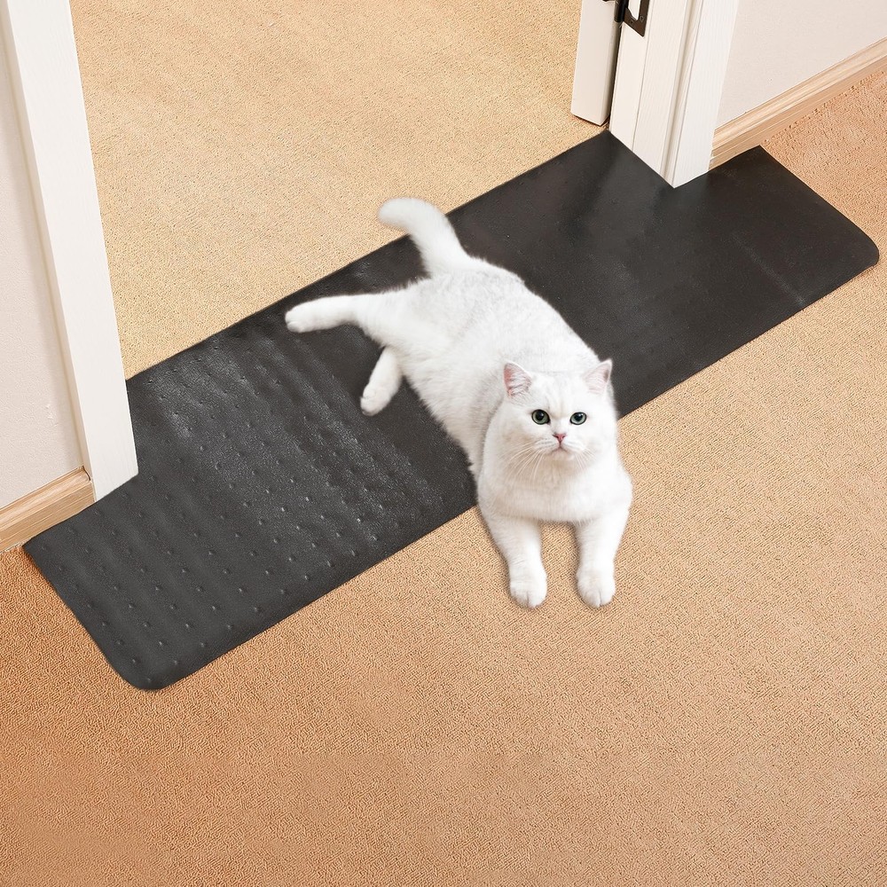 2PCS Black 3.6FT Carpet Protector, Round Corner, Plastic, Doorway, Cat Scratch