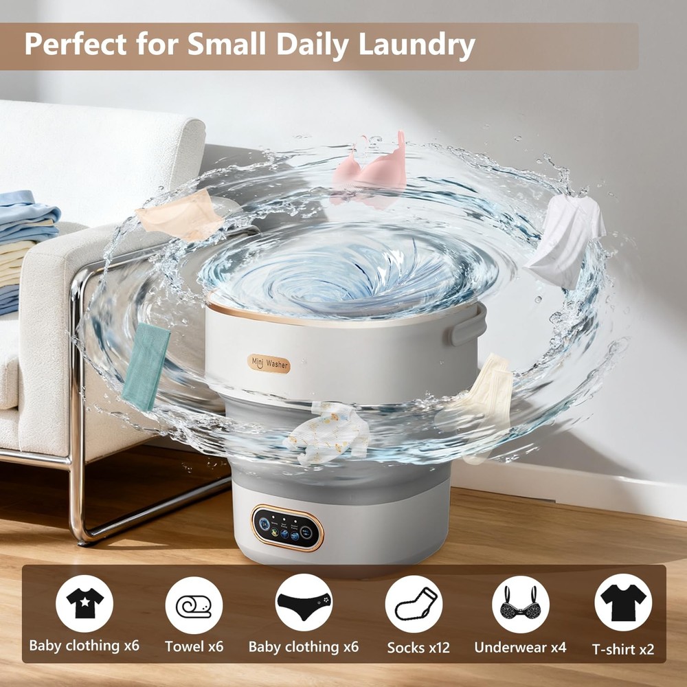 Mini Laundry Machine 16L — Foldable Portable Laundry Machine and Spinner for ...