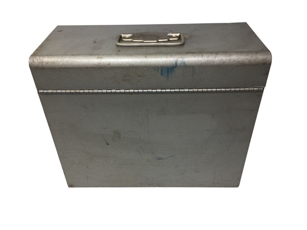 Silver TOWER Metal File/Tool Box with Hinged Lid & Handle