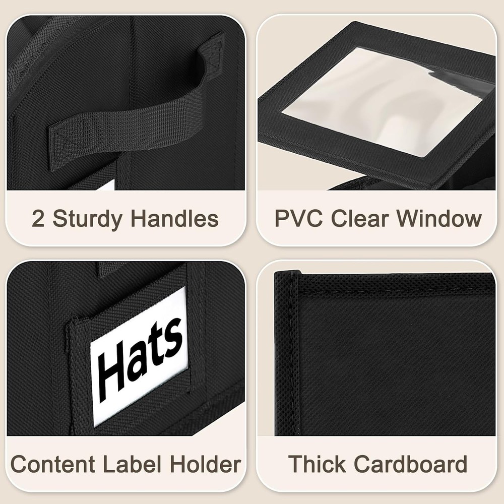 2 Pack Stackable Hat Storage Baseball Caps Holds 28 Caps Closet Organizer Box W/