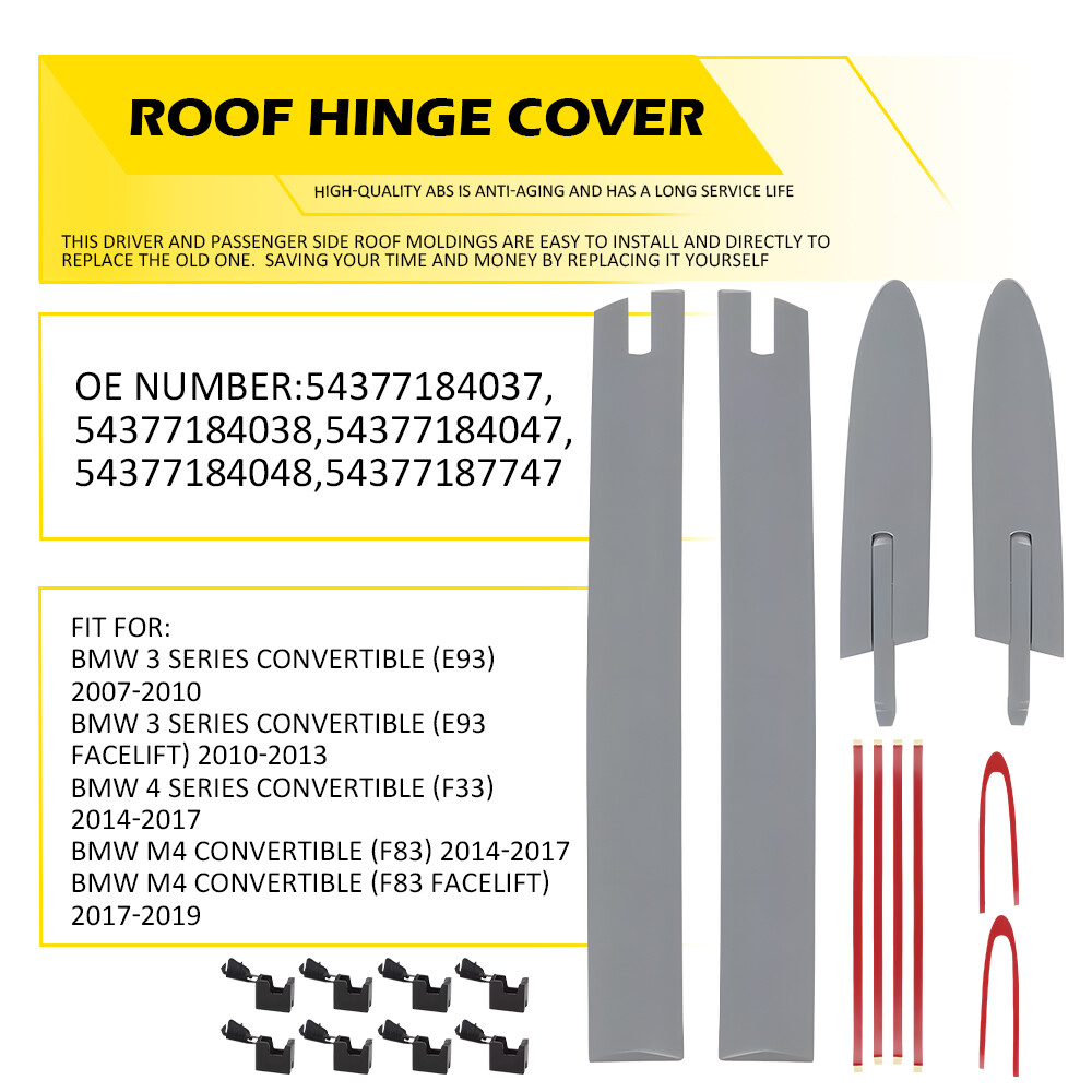 4Pcs Left+Right Convertible Roof Top Hinge Cover Fits BMW E93 335i M3 M4 F83 EOA