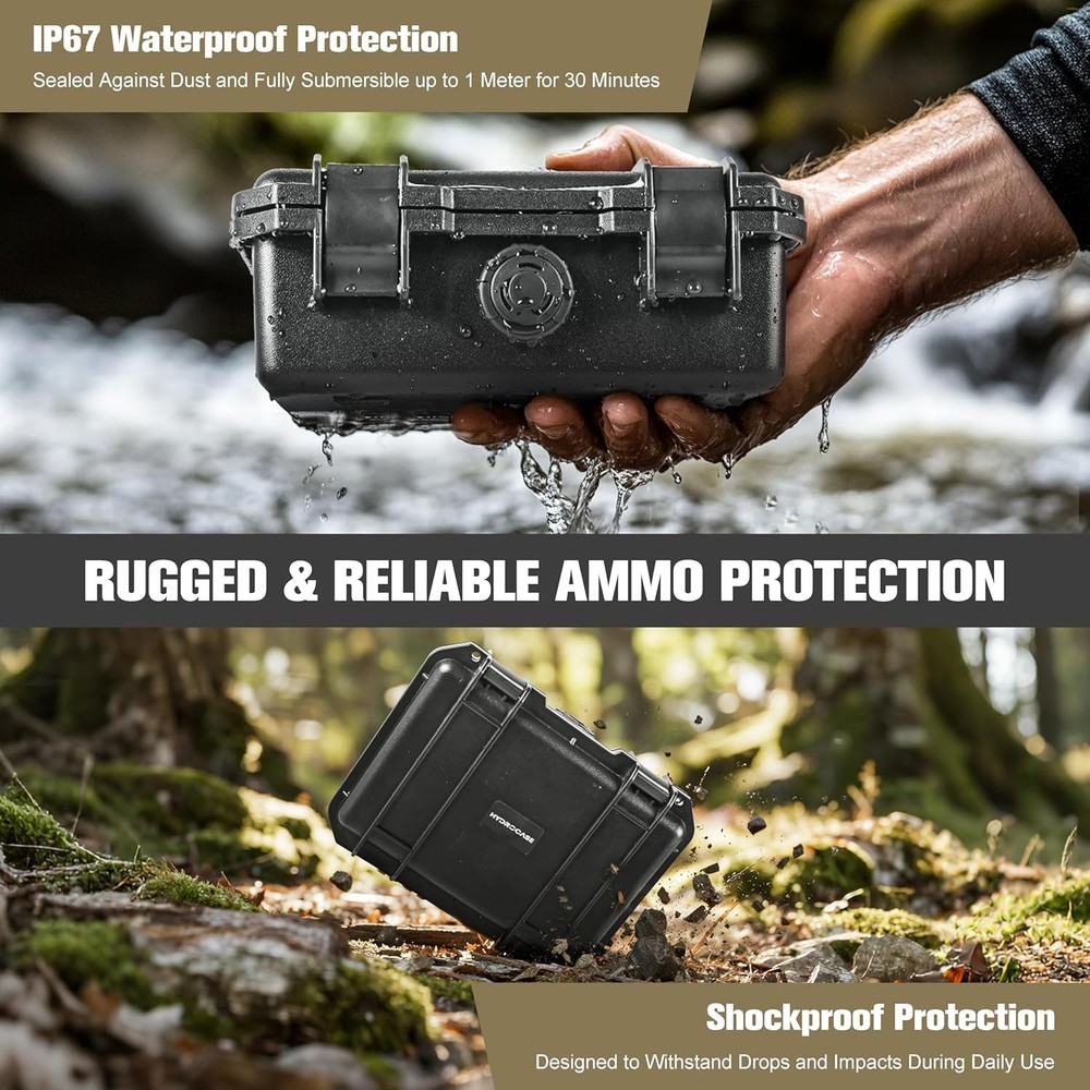 Compact 9mm Lockable Ammo Box - Waterproof Magazine Storage Case