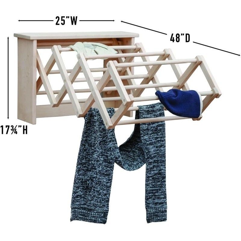 Heavy Duty Maple Drying Rack Collapsible Space Saving Laundry Solution New