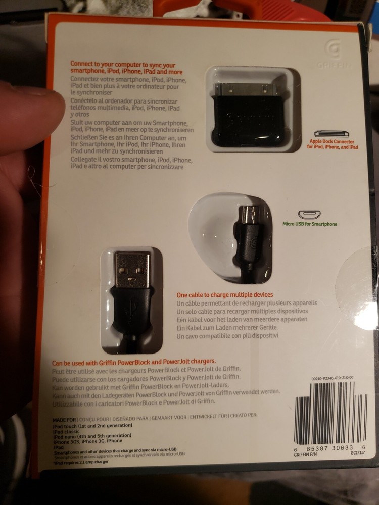 Original Griffin Charge Sync Micro Data Cable Kit for Apple iPhone 4 iPad Galaxy