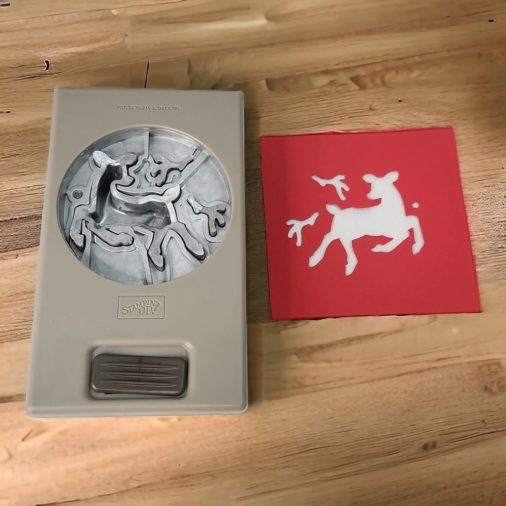 Stampin Up Flat Lock Down Punches DEER BUILDER punch Die Cut Spring Loaded Doe