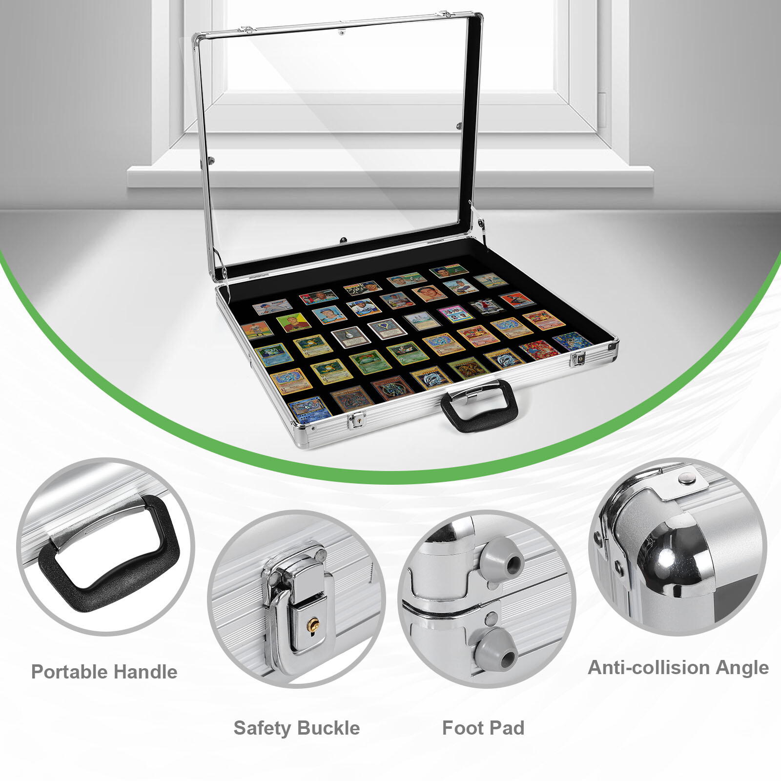 Large Lockable Aluminum Display Case Showcase for Card Coin Jewelry Trade Show