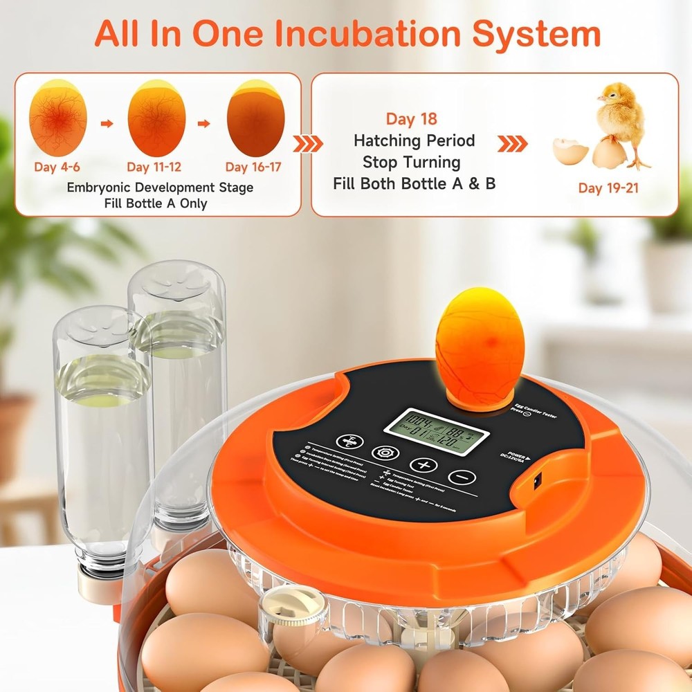 Automatic Egg Incubator with Humidity Control, Turn & Temperature for Chicken...