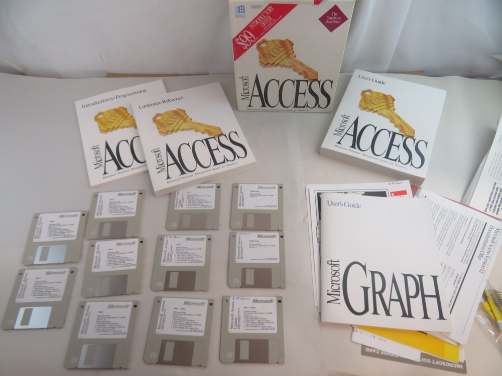 Vintage 1992 Microsoft Access Database 1.00 With Extra Disks