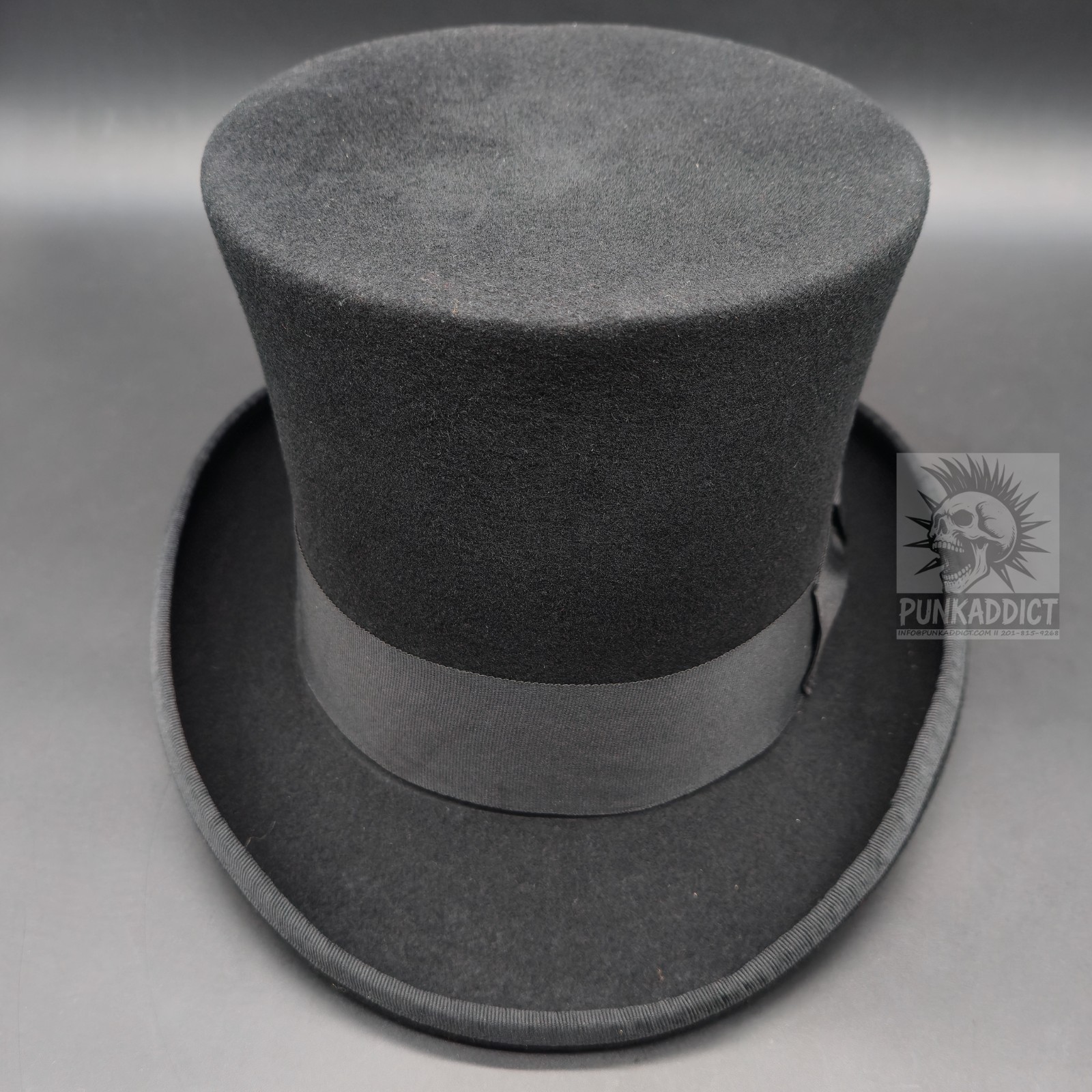Gray Top Hat Wool Felt Victorian Slash Mad Hatter Steampunk Rock Star