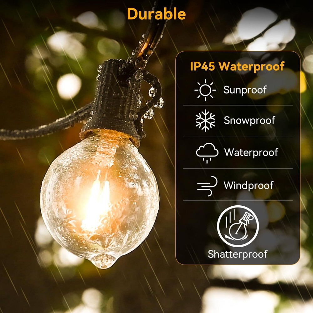 Solar String Lights -50~200Ft LED Outdoor String Lights -Shatterproof,Waterproof
