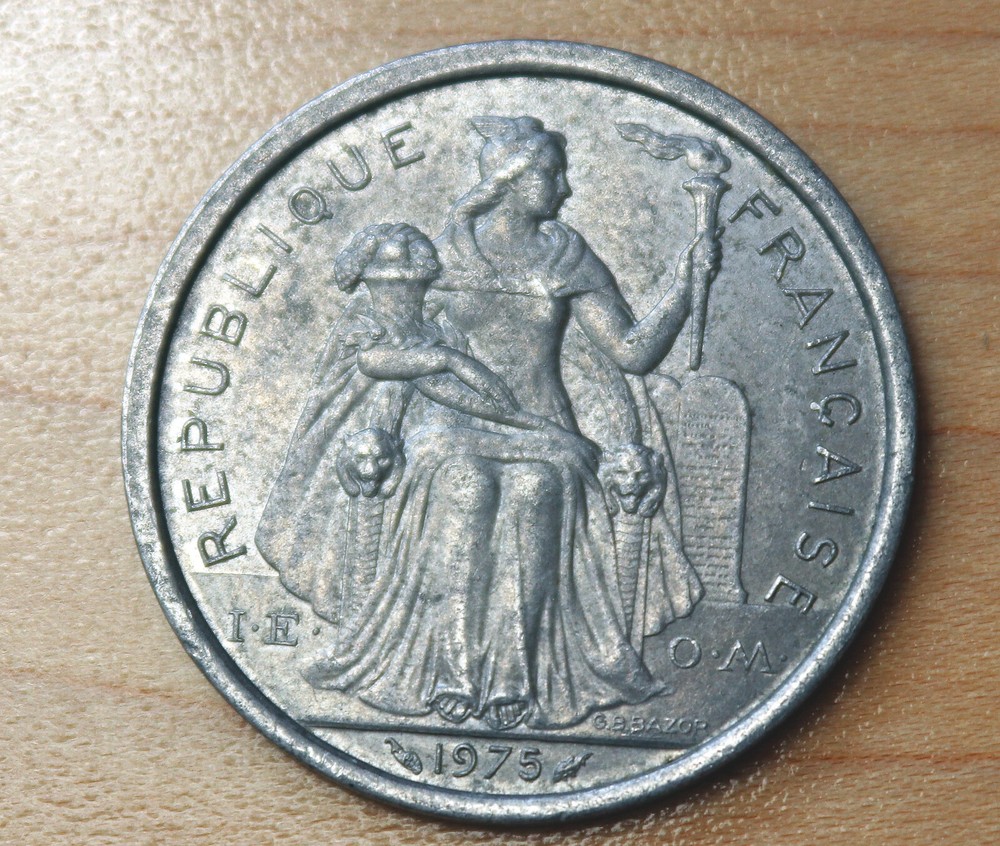 1975 French Polynesia 2 Francs