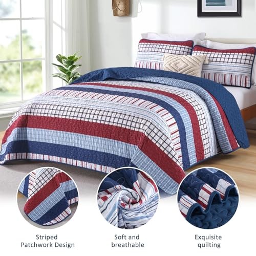 Striped Quilt Set Size, Boho Stripe Patchwork Bedspread Coverlet King Black