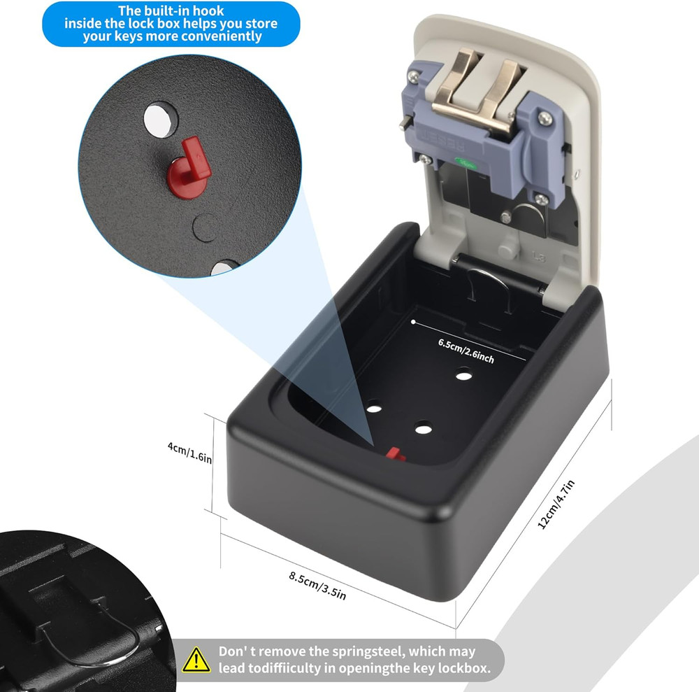 Key Lock Box,Combination Lockbox Wall-Mounted Key Storage Box for Keys,Large Key