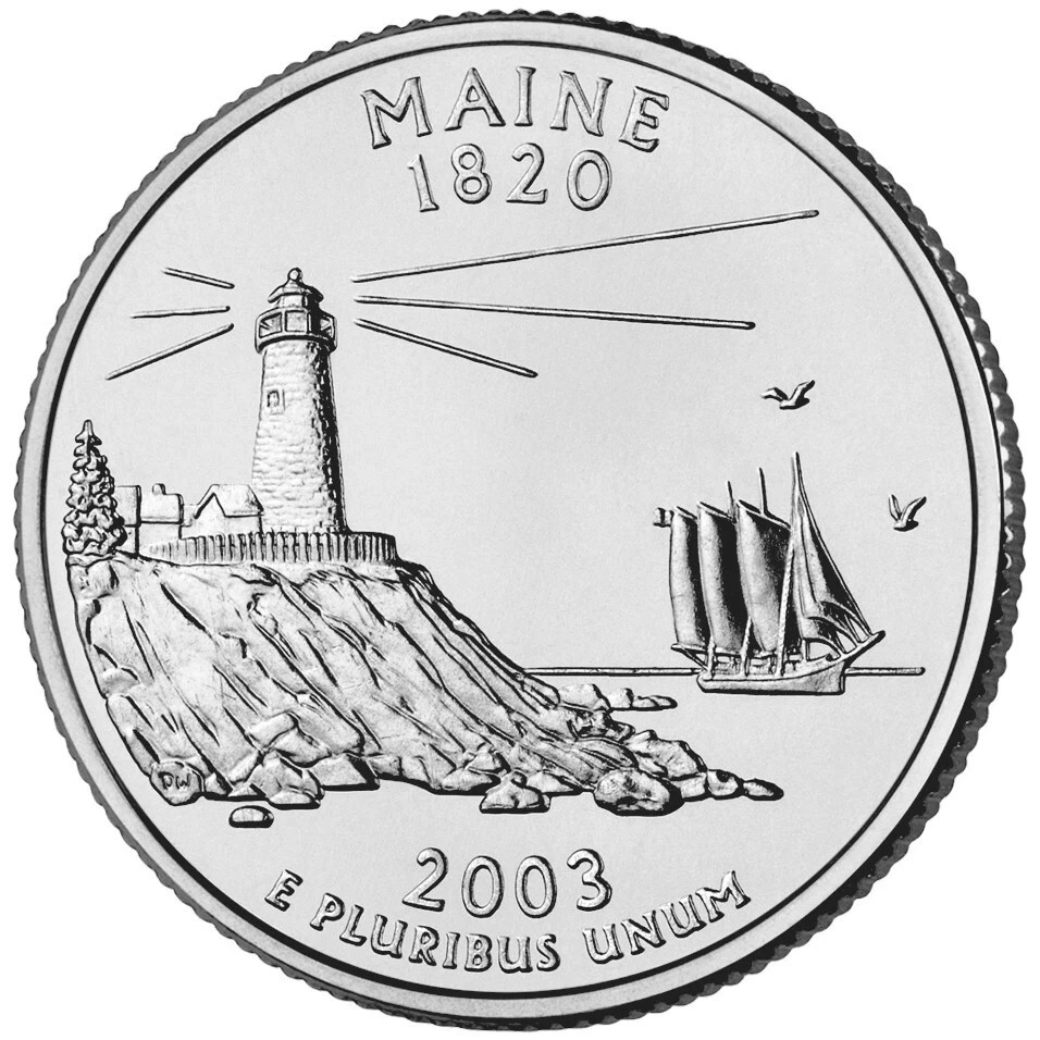 2003 D Maine State Quarter.  Uncirculated from US Mint roll