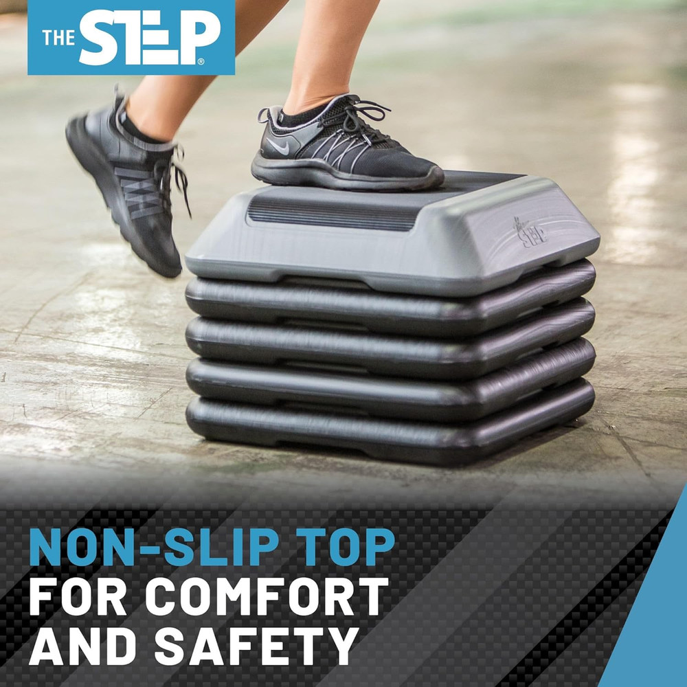 The Step Adjustable High Step Aerobic Platform with 4 Risers, Home Gym Workout E