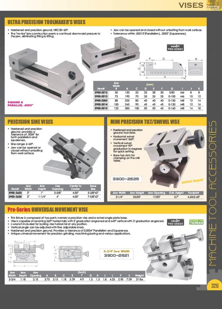 3900-0124 1" Precision Parallel Screwless Vise with Step Jaws