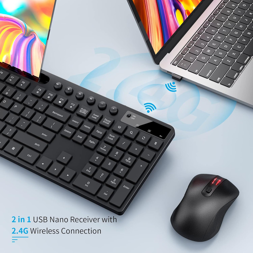 Wireless Keyboard and Mouse Combo, 2.4G Ergonomic Wireless Computer Keyboard wi