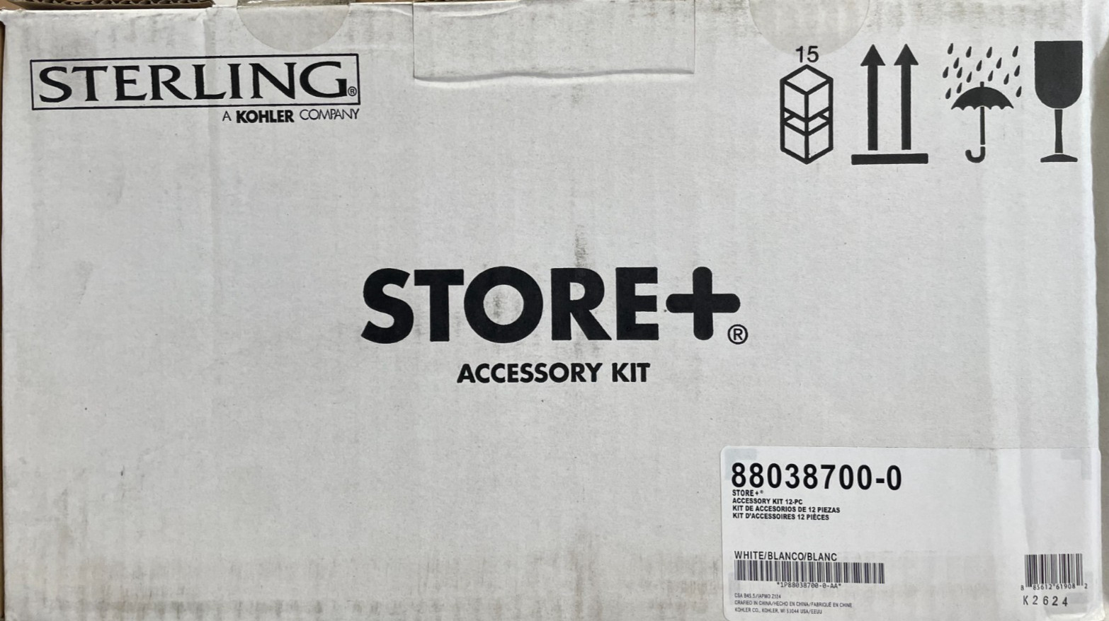 Kohler STERLING STORE+ 88038700-0 White Family 12-Piece Shelf Accessory Kit