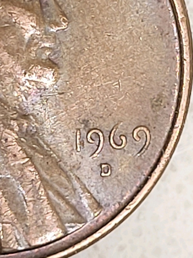 Error 1969 D Penny Floating Roof CENT Very Good Example