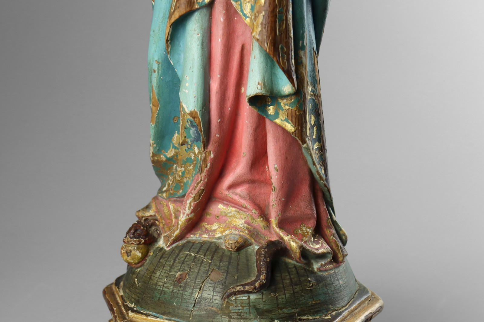 Antique 19th Century Carved Wood Polychrome Virgin Mary Madonna & Child Statue