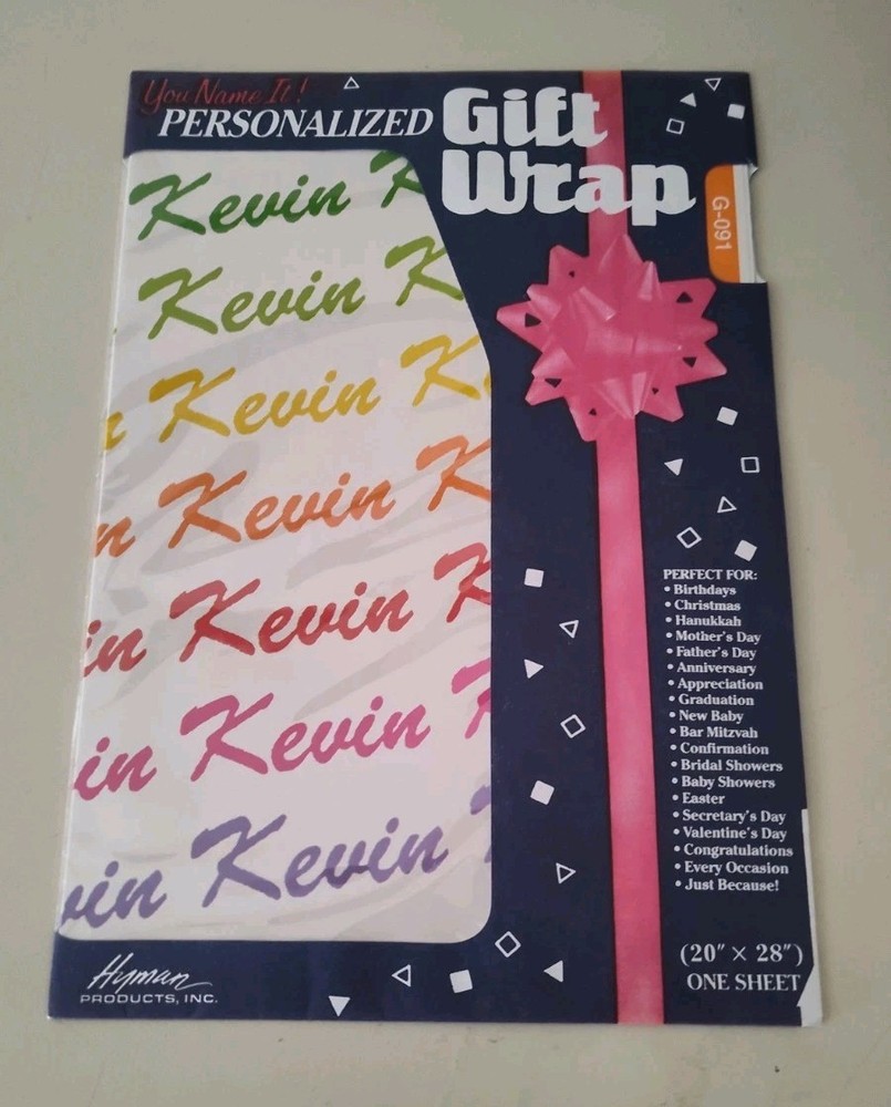 Personalized Wrapping Paper Name Kevin Gift Wrap