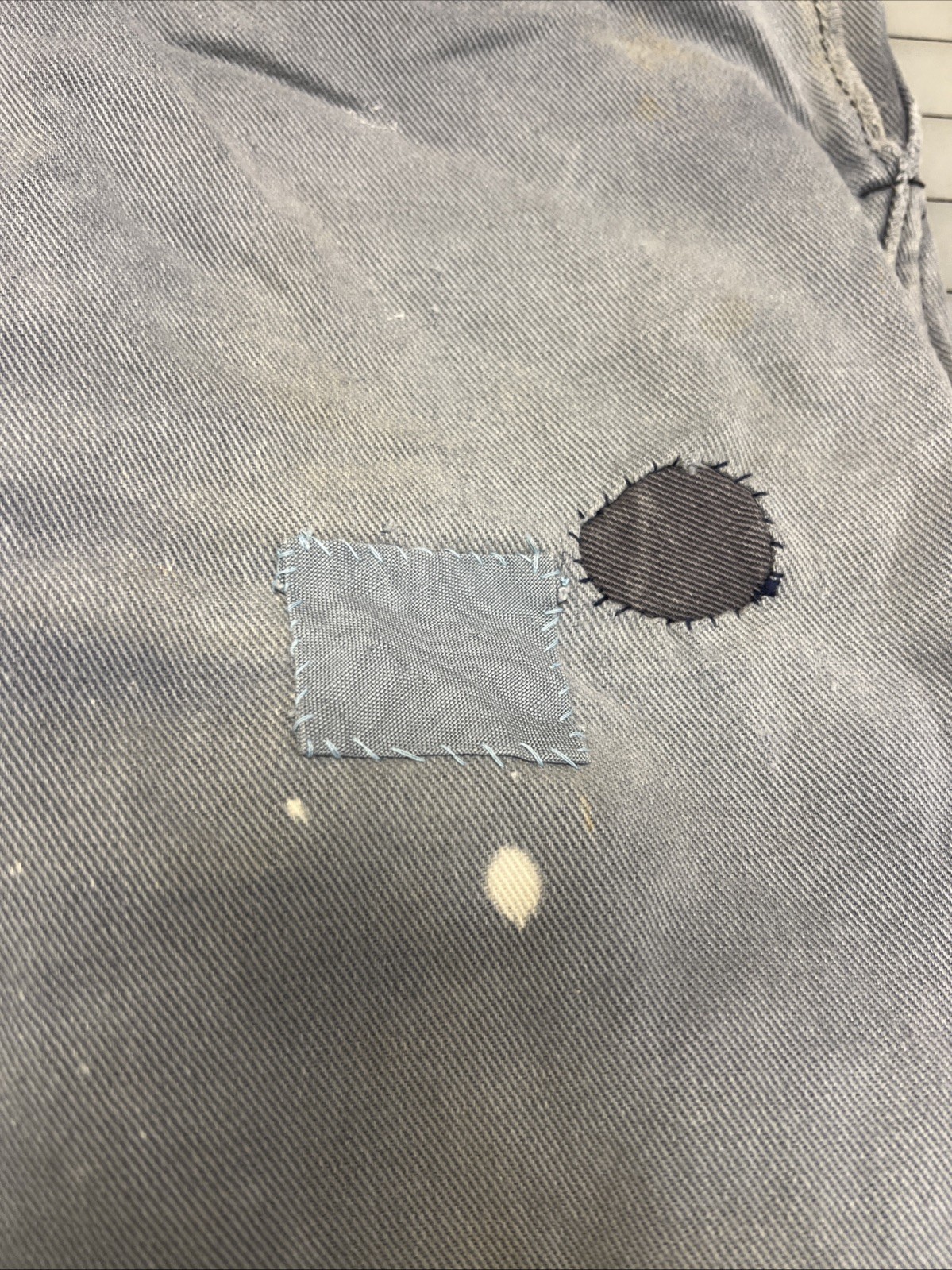 Repro 19th Century Men's 'Veteran' Condition Denim Fall-Front Trousers, SZ 42"