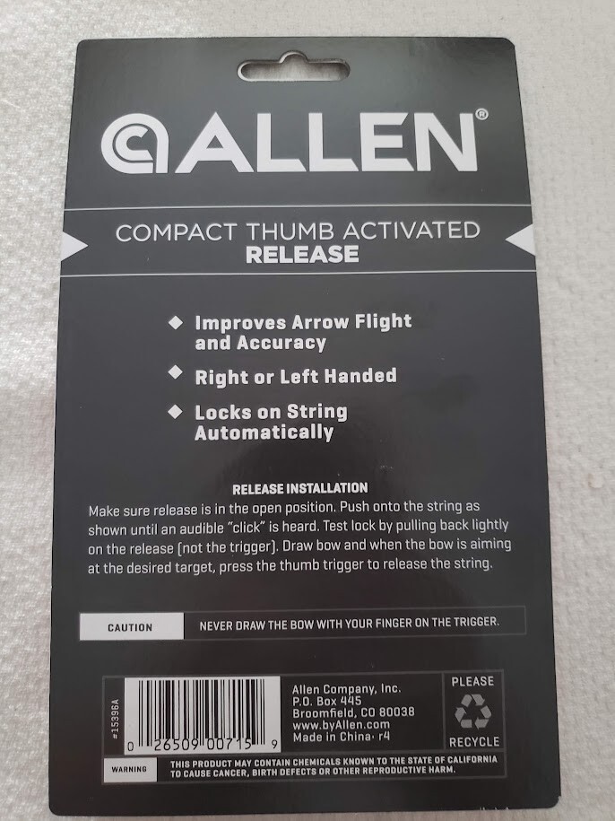 Allen Compact Thumb Activated Archery Release Orange Crackle Use Left or Right