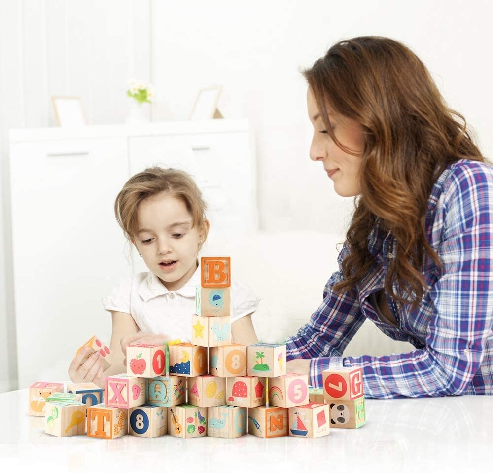 New - 26pcs Wooden ABC Letters Building Blocks Learning Education Toys Kids gift