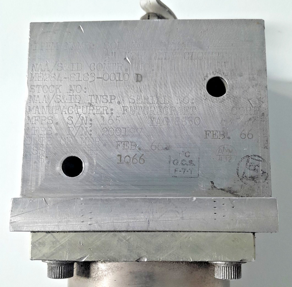 Surplus Futurecraft Solenoid Valve - Apollo Command Module - Rocket Engine NASA
