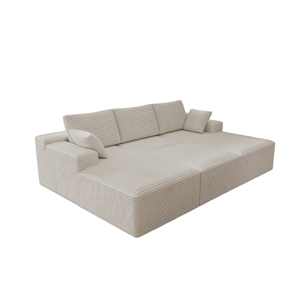 98.4*68.9" Modular Sectional Sofa Seat, Upholstered Compressed Couch, White