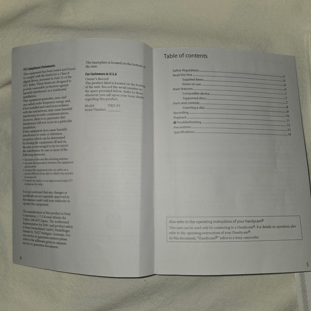 Sony DVDirect Express Multi-Function DVD writer for Handycam UNTESTED