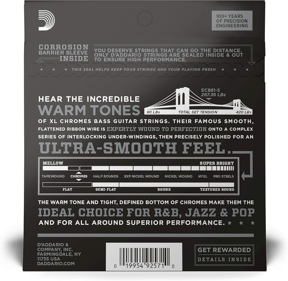 Long Scale Regular Light Bass Strings - XL Chromes