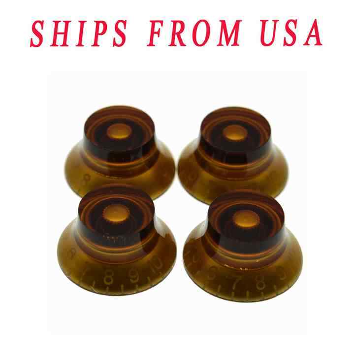 KAISH Guitar Bell Knobs 24 Fine Splines Top Hat Knobs fits Gibson Les Paul Amber